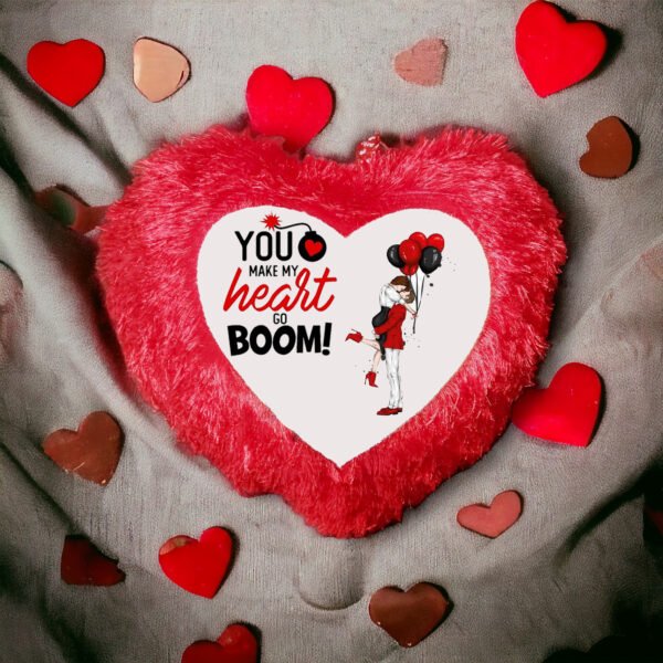 Heart Shape Fur Cushion : You Make My Heart Go BOOM!
