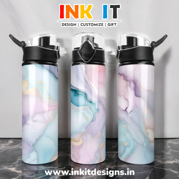 Premium Marble Pattern - 750ml - Water Bottle - Black Cap
