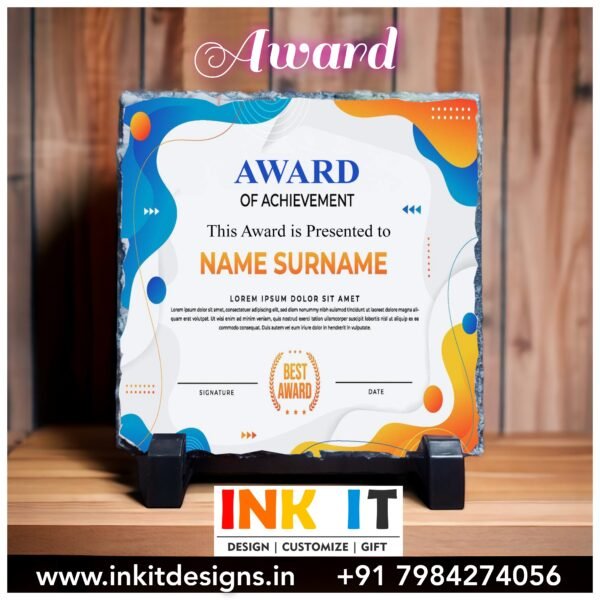 Unique Rock Slate Stone Award for Achievement (5.5 x 5.5 Inch)