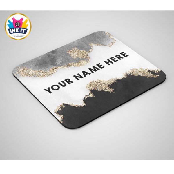 Black and White Marble Design - Mouse Pad - Customize with Your Name