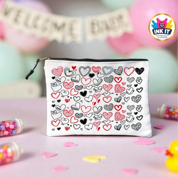 Multipurpose Satin Pouch : Multi Hearts