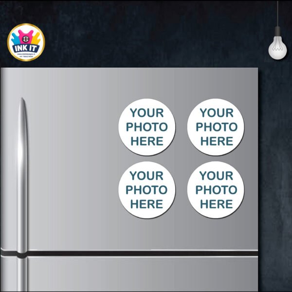 Fridge Magnet : Round : Add Your Photo - Customized (Set of 4)