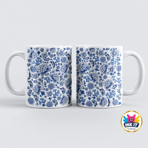 Classic Blue Floral Ceramic Mug