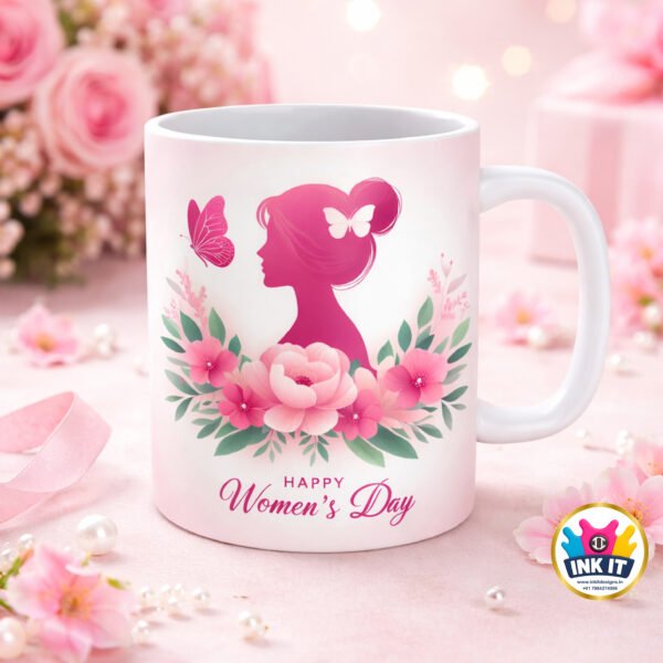 Women’s Day Special – Elegant Floral Silhouette Design Mug