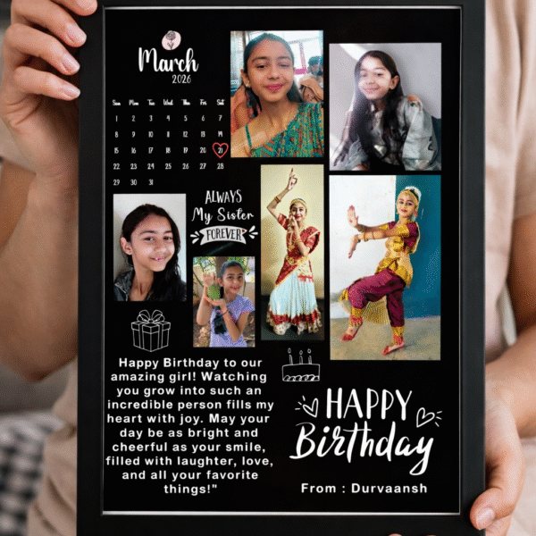 CUSTOMISED Photo Collage Frame, Spotify Photo Frame with Black Border | 8x12 Inches Gift for Birthday and Friendship, Wall Mountable Picture Display